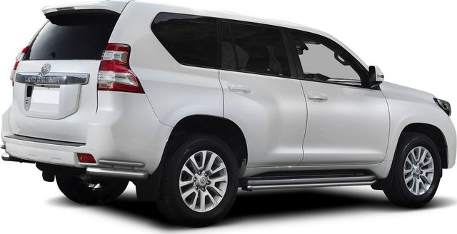 Защита Rival заднего бампера d76+d42 уголки для Toyota Land Cruiser Prado 150 рестайлинг 2013-2017. Артикул R.5704.022