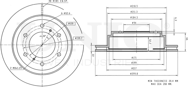 Диск тормозной (Unio). Артикул BRD-20177