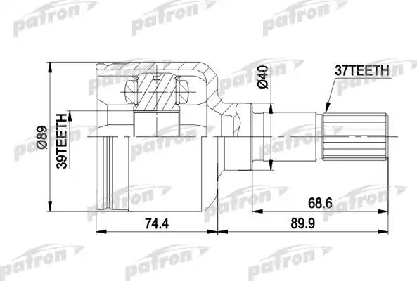 Шрус внутренний (граната) Patron передний левый для Citroen Jumper I 1994-2002. Артикул PCV5015