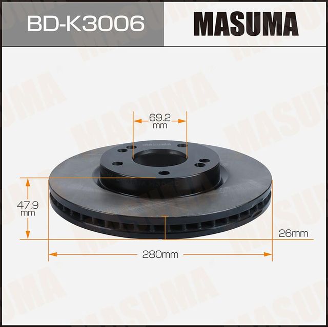 Диск тормозной MASUMA, front KIA CERATO 10-13 [уп.2]. Артикул BDK3006