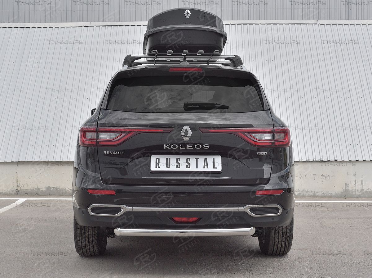 Защита РусCталь заднего бампера d63 дуга для Renault Koleos II 2016-2026. Артикул RKZ-002977