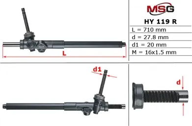Рулевая рейка без ГУР восстановленная KIA Sportage 2013-, Hyundai Tucson 2013-, (MSG). Артикул HY119R