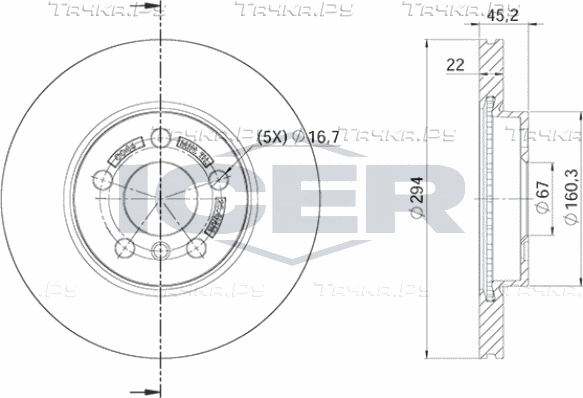 Тормозной диск Icer передний для MINI Clubman II (F54) 2014-2026. Артикул 78BD0046-2