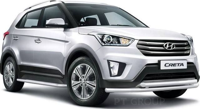 Защита PT Group порогов с алюминиевой площадкой d51 для Hyundai Creta I 2016-2021. Артикул HCR-16-220336.00