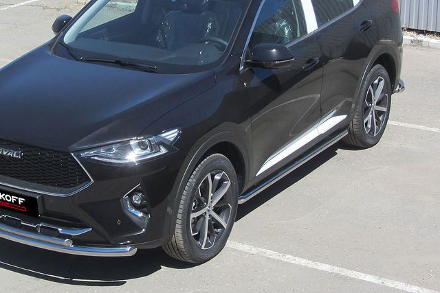 Защита порогов Slitkoff d57 труба для Haval F7 2019-2026. Артикул HavF7006