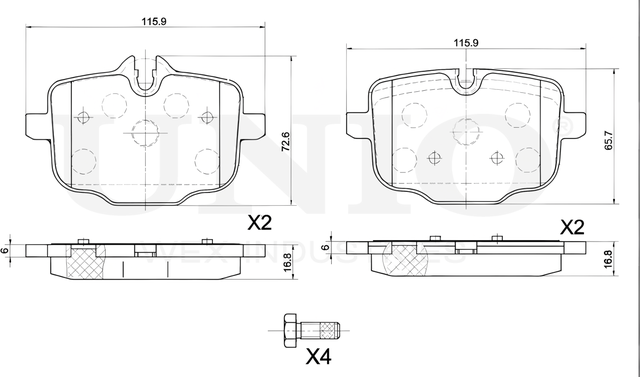 Колодки тормозные дисковые, комплект (Unio). Артикул BRP-20150