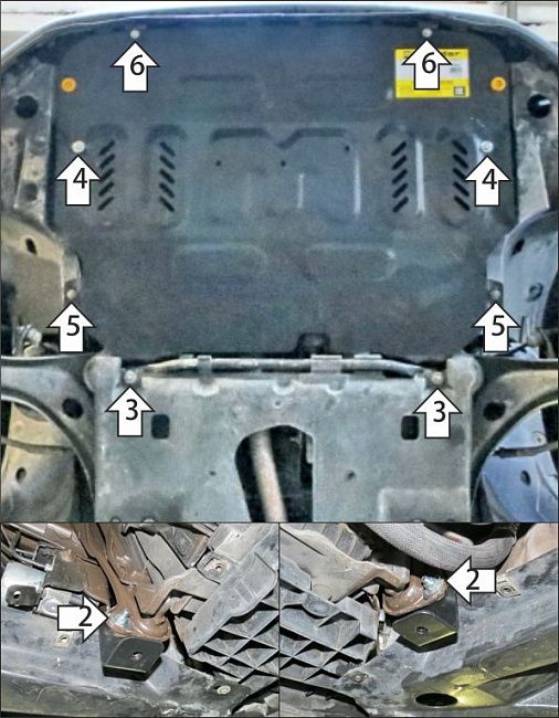 Защита Мотодор для картера и КПП Citroen C3 2016-2020. Артикул 71602