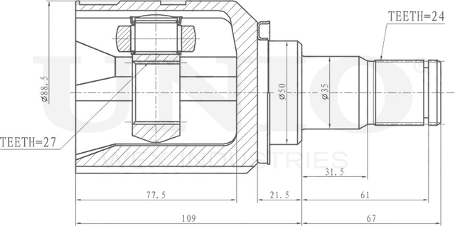 ШРУС внутренний (Unio). Артикул CVJ-30105
