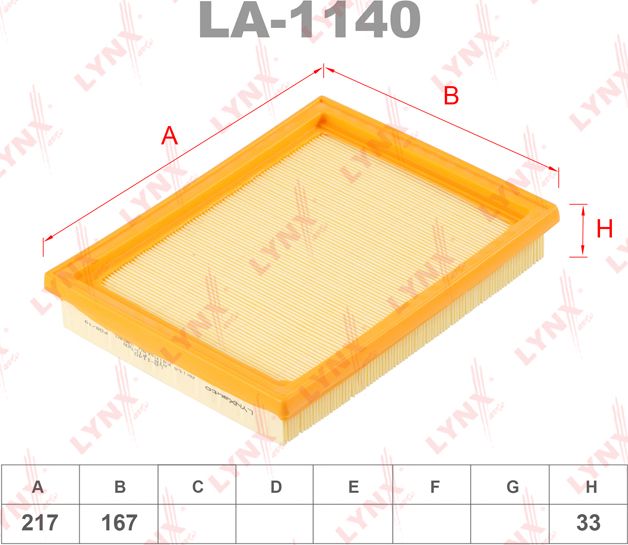 Воздушный фильтр LYNXauto. Артикул LA-1140