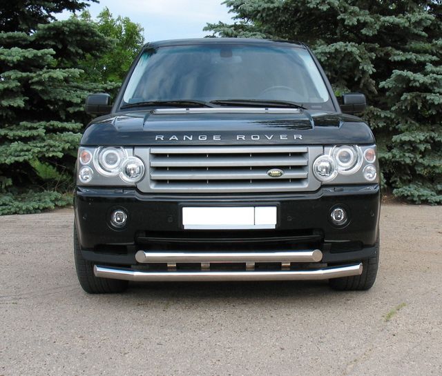 Защита RusStal переднего бампера d76/d76 (3 секции) для Land Rover Range Rover III Vogue 2005-2009. Артикул RRZ-000332