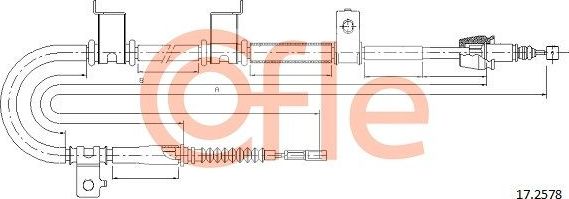Трос ручника (тросик ручного тормоза) Cofle. Артикул 92.17.2578