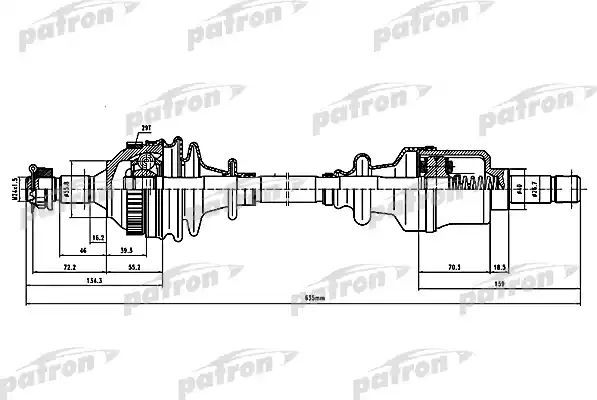Полуось (привод в сборе, приводной вал) Patron. Артикул PDS1136