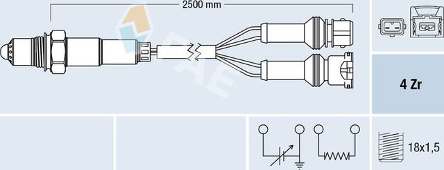 Лямбда-зонд (кислородный датчик) FAE для Mercedes-Benz T1 1982-1995. Артикул 77639