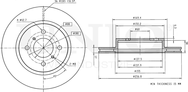 Диск тормозной (Unio). Артикул BRD-20234
