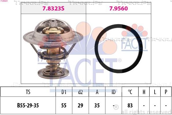 Термостат Facet Made in Italy - OE Equivalent для Peugeot 205 1987-1998. Артикул 7.8323