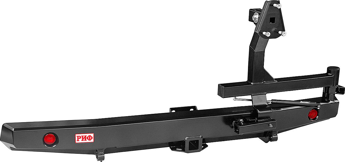 Бампер силовой РИФ задний с квадратом под фаркоп, калиткой и фонарями, лифт 65 мм для УАЗ Буханка 3741, 3909, 2206, 3962 1990-2026. Артикул RIF452-22125