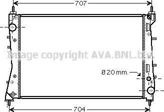 Радиатор охлаждения двигателя AVA для Fiat Linea 2006-2026. Артикул FT2359