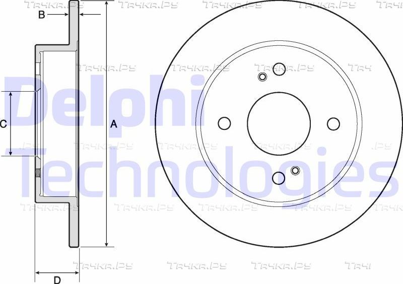 Тормозной диск Delphi задний для Nissan Primera P10 1990-1998. Артикул BG2634