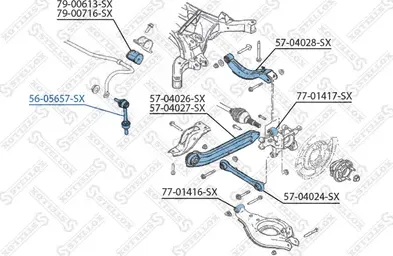 Стойка (тяга) стабилизатора Stellox. Артикул 56-05657-SX