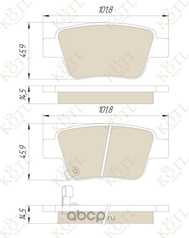 Колодки тормозные дисковые задние к-т TOYOTA AVENSIS 03>/COROLLA VERSO 04> (Kotl) Kotl. Артикул 3337kt