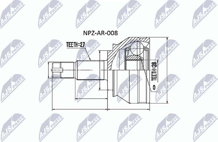 Шрус наружный (граната) NTY. Артикул NPZ-AR-008