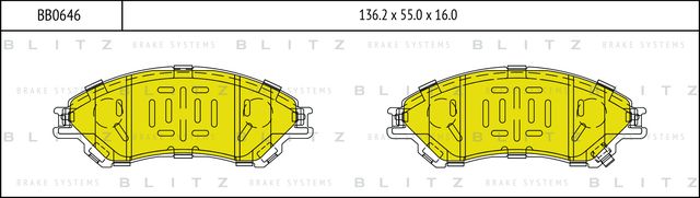 Колодки тормозные дисковые передние (Blitz). Артикул BB0646
