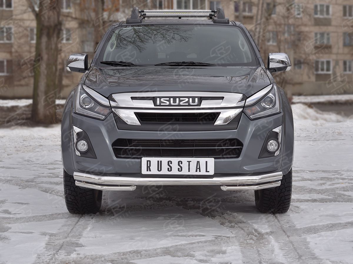 Защита RusStal переднего бампера d63 (секции) d42 (уголки) для Isuzu D-Max III 2019-2026. Артикул IDMZ-003396
