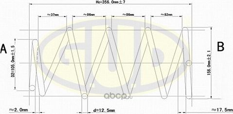 Пружина подвески G.U.D. передняя для Ford Focus II 2004-2012. Артикул GCS027602