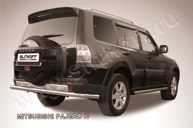Защита Slitkoff заднего бампера d76 для Mitsubishi Pajero IV 2011-2026. Артикул MPJ016