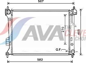 Радиатор охлаждения двигателя AVA для Hyundai i20 I 2008-2015. Артикул HY2428