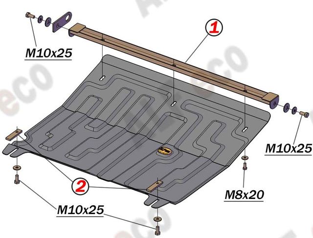 Защита алюминиевая Alfeco для картера и КПП Lifan Smily 2011-2014. Артикул ALF.35.04al