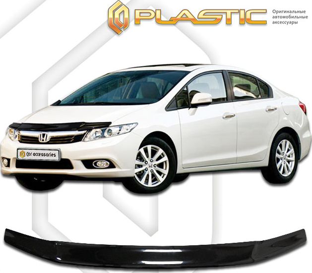 Дефлектор СА Пластик для капота (Classic черный) для Honda Civic IX седан 2011-2017. Артикул 2010010107178