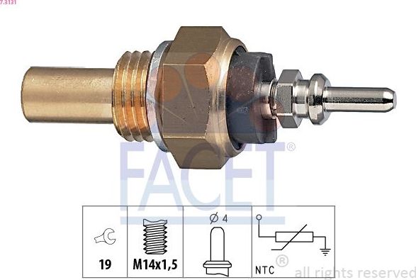 Датчик температуры охлаждающей жидкости Facet Made in Italy - OE Equivalent. Артикул 7.3131