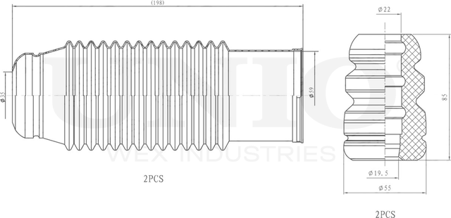 Отбойник и пыльник амортизатора, комплект (Unio). Артикул DUC-50028