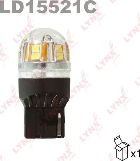 Лампа светодиодная 12V W21W 21W W3x16d 6000K LYNXauto CANBUS 1 шт. картон T20 LD15521C. Артикул LD15521C