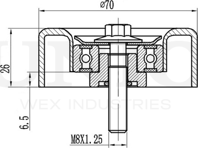 Ролик поликлинового ремня направляющий (Unio). Артикул TNS-10240