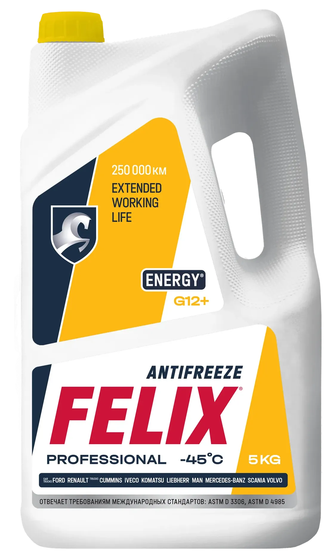 Антифриз FELIX ENERGY G12+ желтый в п/э кан.5кг Felix. Артикул 430206027
