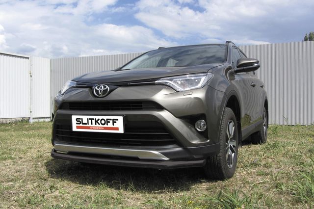 Защита Slitkoff переднего бампера d57 для Toyota RAV4 IV рестайлинг 2015-2019 Черная. Артикул TR415-002B
