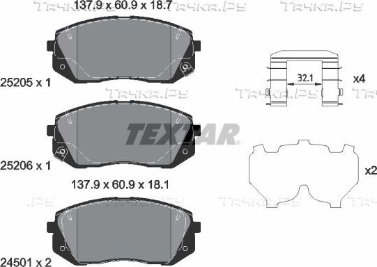 Тормозные колодки Textar Q+ передние для Hyundai Sonata VI (YF) 2009-2015. Артикул 2520504