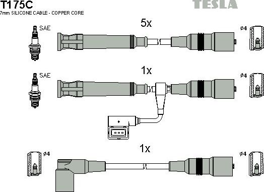 Высоковольтные провода (провода зажигания) (комплект) Tesla. Артикул T175C