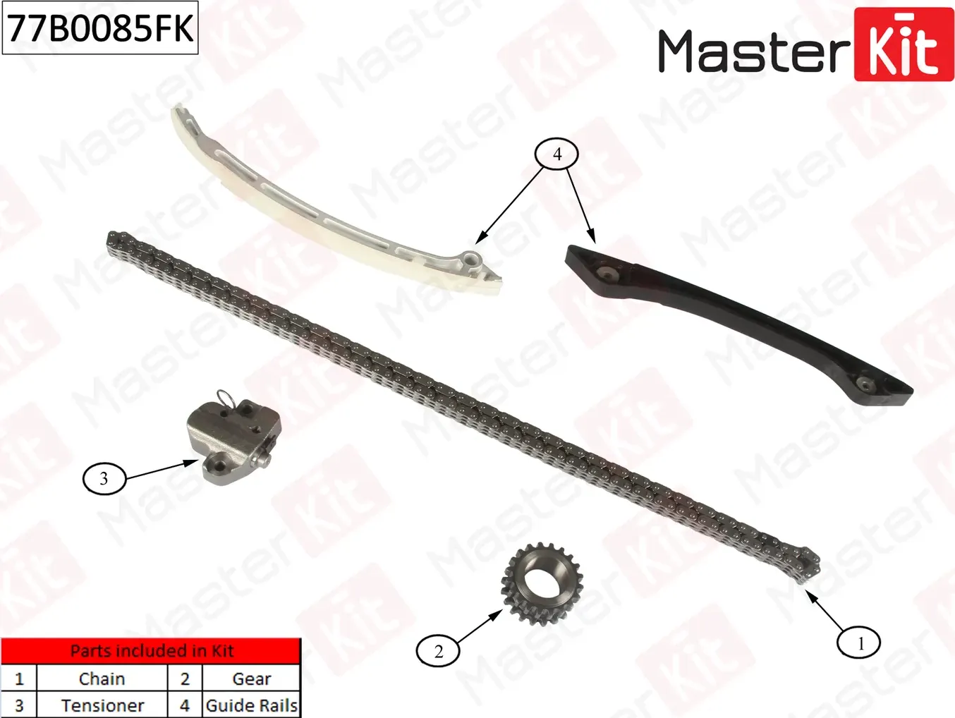 77B0085FK Комплект цепи ГРМ Ford Mondeo 2.0 EcoBoost TPBA 10-15 (Master KIT) Master KIT. Артикул 77b0085fk