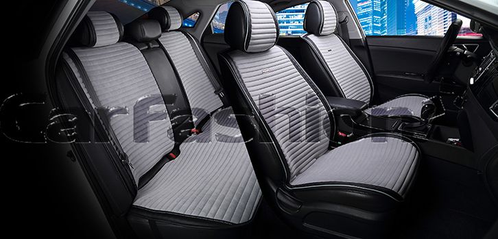 Накидки универсальные CarFashion Monaco Plus для авто, цвет Черный/Серый/Серый/Серый. Артикул 21832