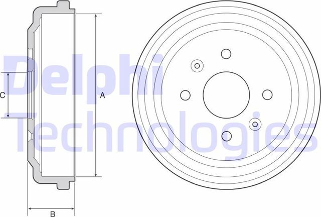 Тормозной барабан Delphi задний для Daewoo Kalos 2002-2007. Артикул BF548