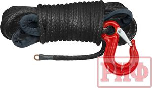 Трос синтетический РИФ для лебёдки 6 мм/15 м черный (готовый). Артикул Rope6mm15mBL