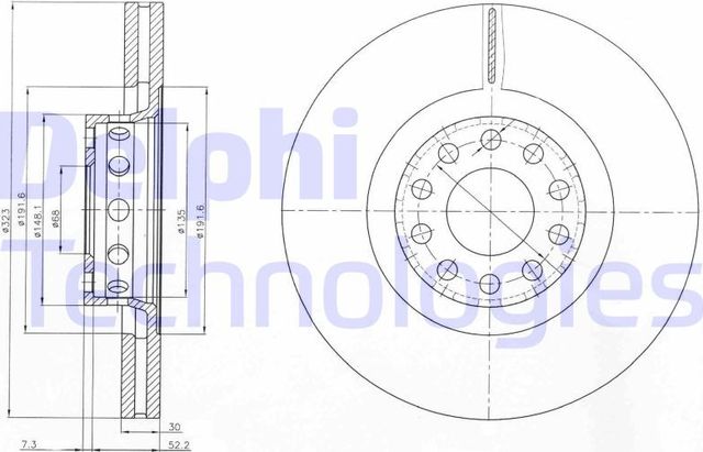 Тормозной диск Delphi. Артикул BG3524