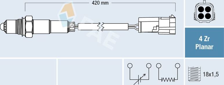 Лямбда-зонд (кислородный датчик) FAE. Артикул 77429