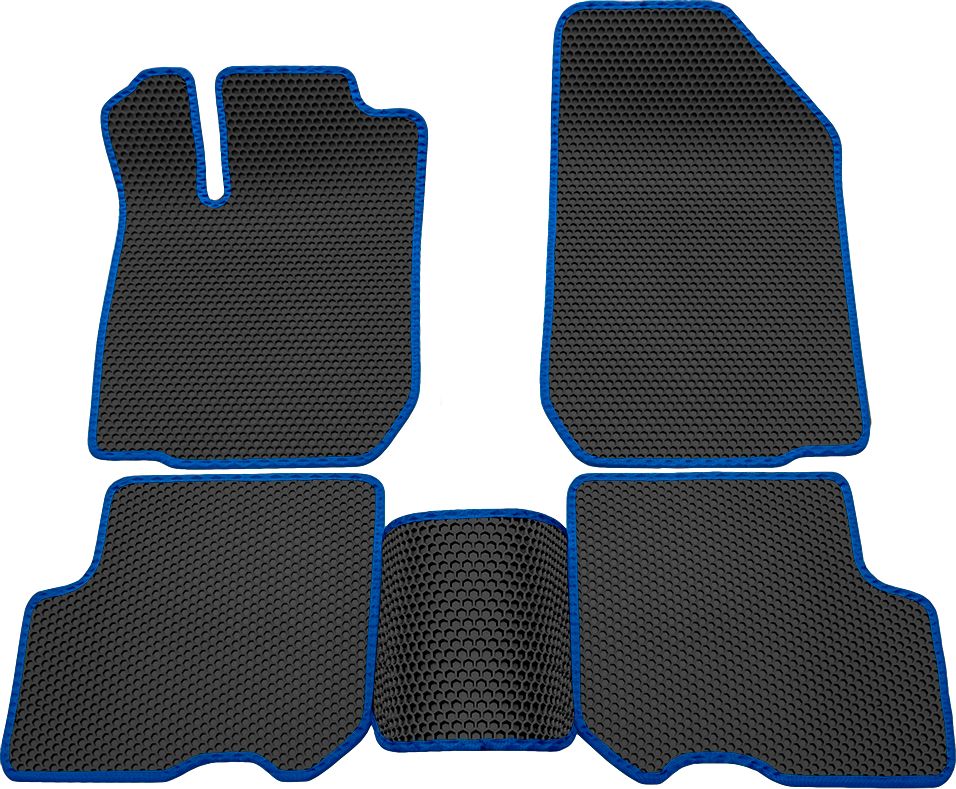 Коврики Rezkon EVA Соты для салона Renault Logan II 2013-2018 Синий кант. Артикул 9129015203