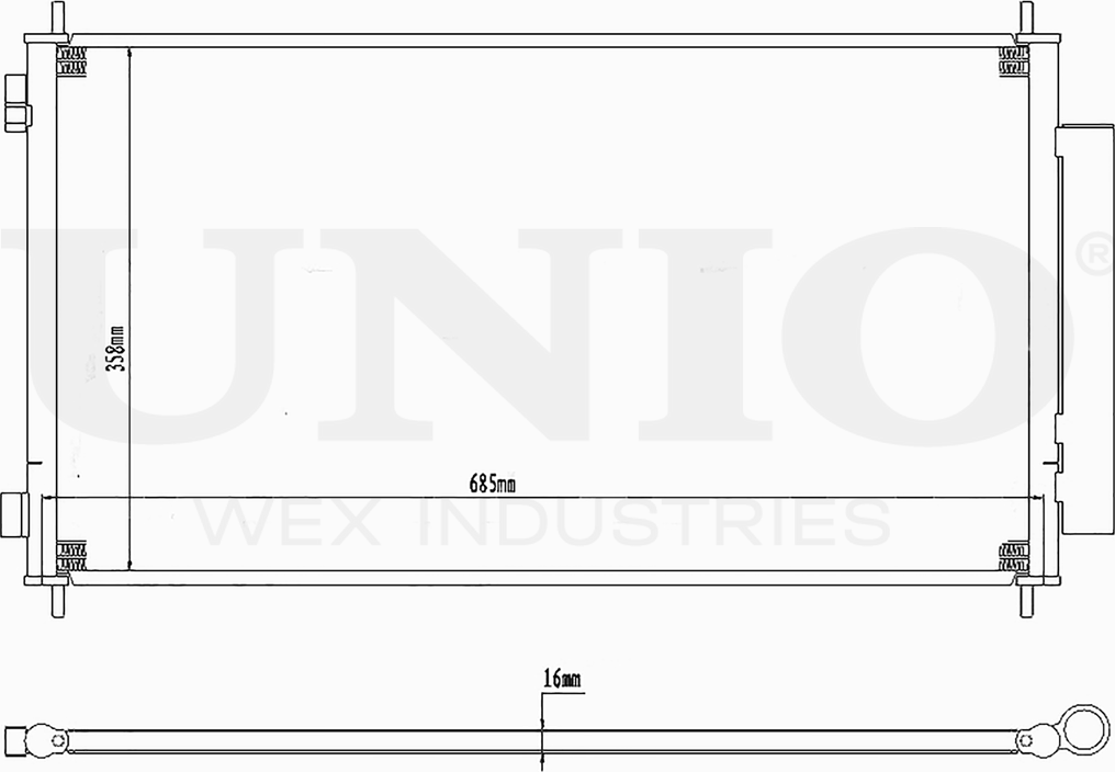 Радиатор кондиционера (Unio). Артикул RAD-30015