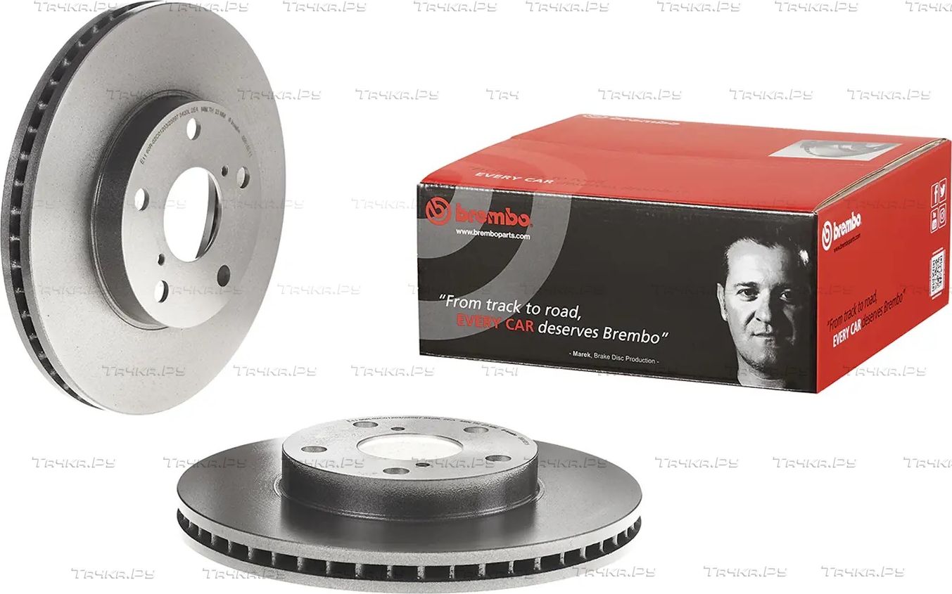 Тормозной диск Brembo UV Coated передний для Toyota RAV4 II (XA20) 2000-2005. Артикул 09.9185.11