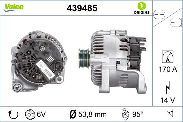 Генератор Valeo VALEO ORIGINS NEW OE TECHNOLOGY для BMW 6 II (E63/E64) 2007-2010. Артикул 439485
